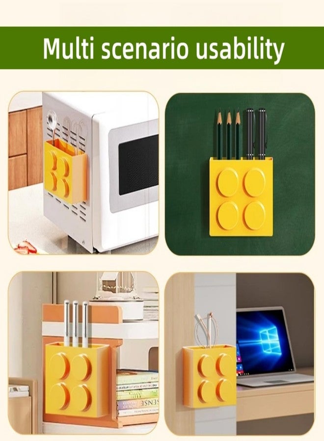 DAECHAO Magnetic Basket Organizer for Fridge - Lego-Style ABS Plastic Storage Box, No Drill Design for Kitchen Counter, Microwave & Whiteboard, Holds Up to 3.5 lbs (Red) - Image 4